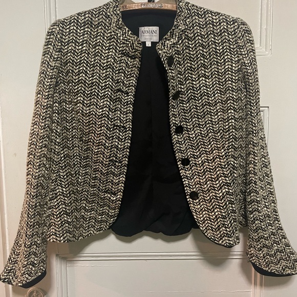 Vintage 90s Giorgio Armani Le Collezioni Zip Up Leather Jacket Size L